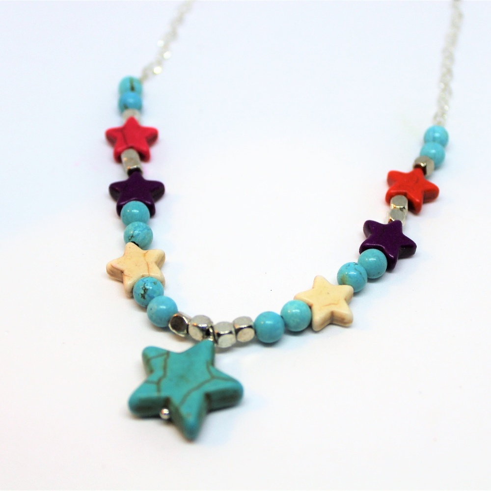 Colorful turquoise star necklace